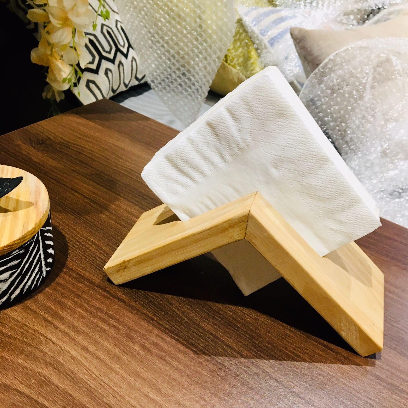 Wooden Pyramid Shape Tissue/Coasters/Napkin Stand/Holder ( With Complementary Coaster ) By Miza - Ouch Cart