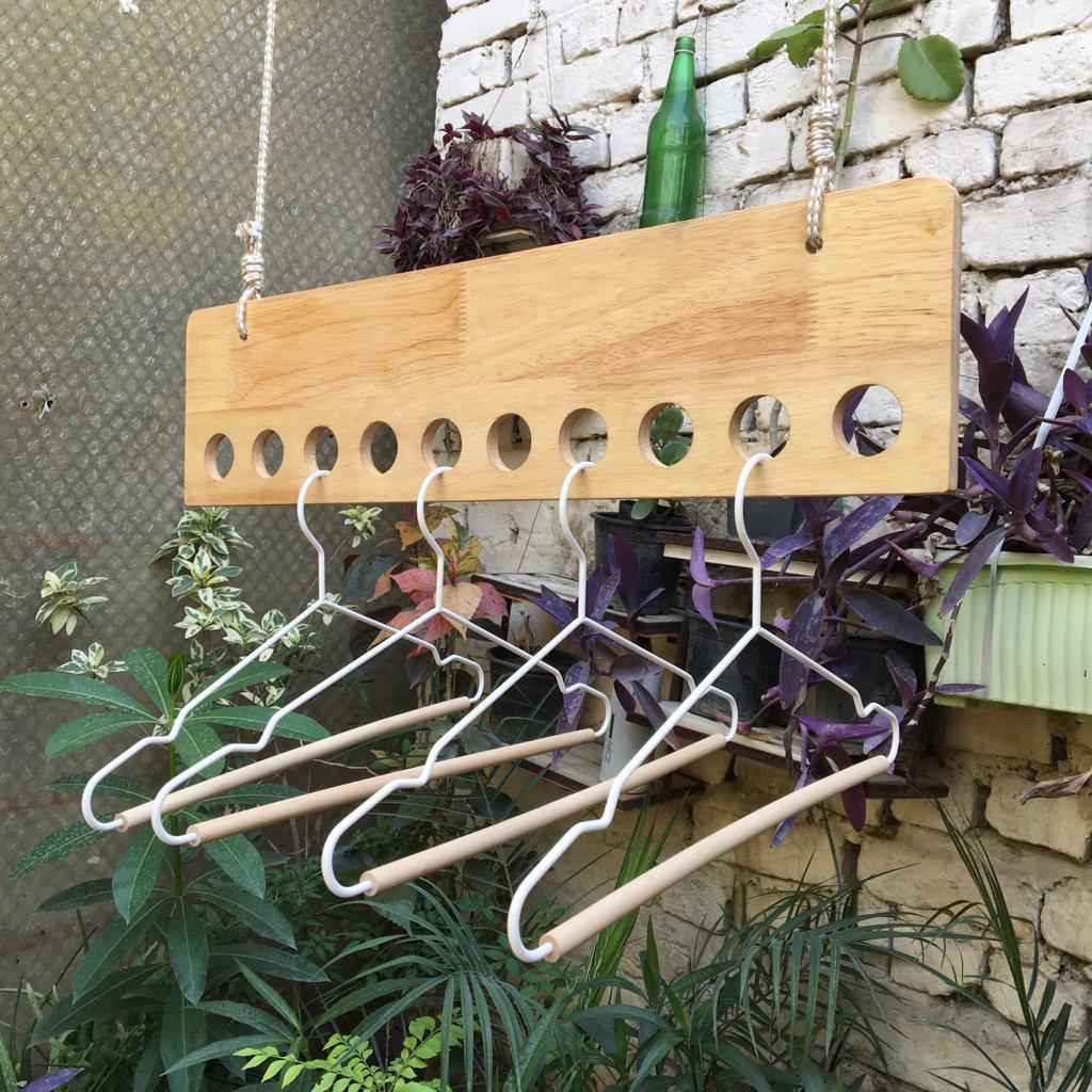 Ceiling Rope Hanging Wooden Clothes Hanger Rack By Miza - Ouch Cart