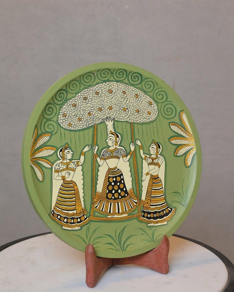 Ceramic Lady Showpiece Round Shape Plate - Ouch Cart