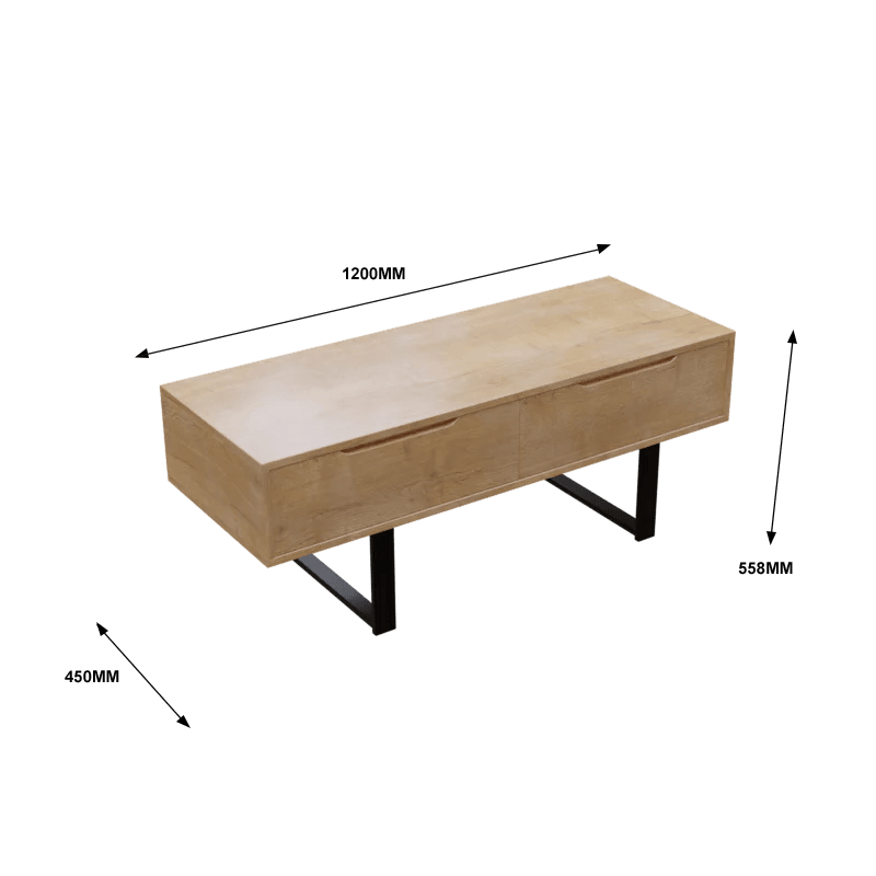 Thomas TV Unit with Drawers in Small Size in Wooden Texture - Ouch Cart