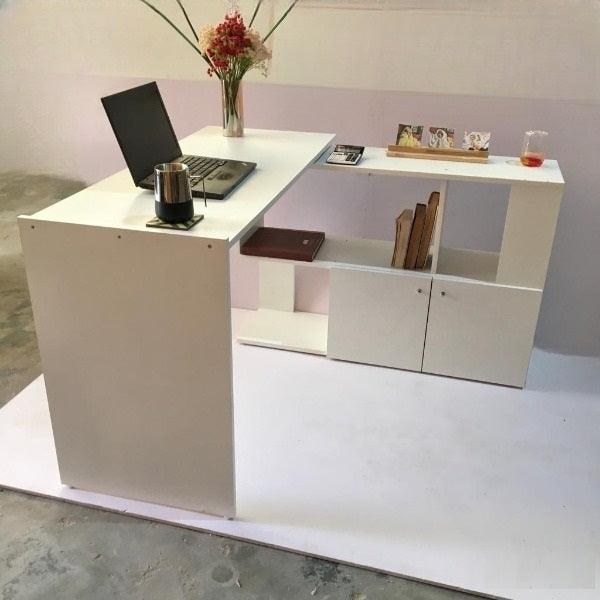 Folding Rotating L - Shaped Corner Desk/Computer Table For Office & Home By Miza - Ouch Cart