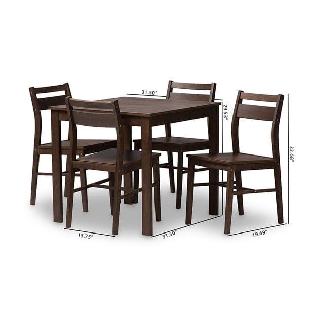 Baxton Studio Lovy 5 Piece Rectangular Dining Set - Ouch Cart
