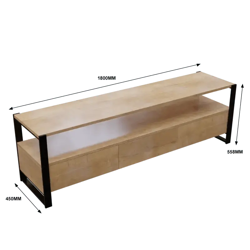 Marin TV Unit With Storage Space & Drawers in Large Size in Wooden Texture - Ouch Cart
