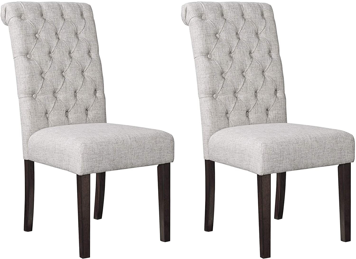 Classic Upholstered Dining Chair, Set of 2, Light Gray