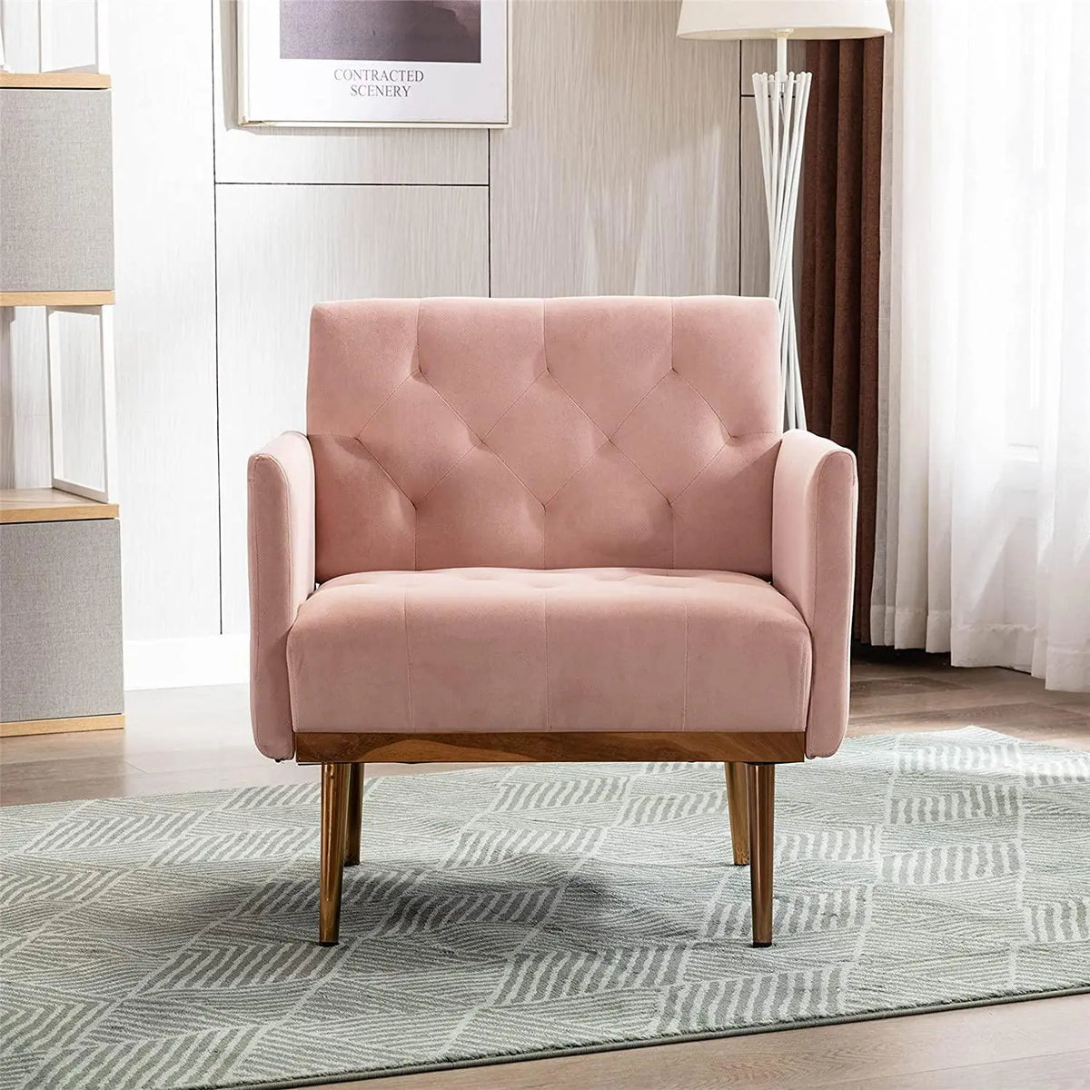 Velvet Accent Chair, Living Room, Bedroom Leisure Single Sofa Chair, TV armrest seat, Suitable for Small Space Home, Office, Coffee Chair - Ouch Cart
