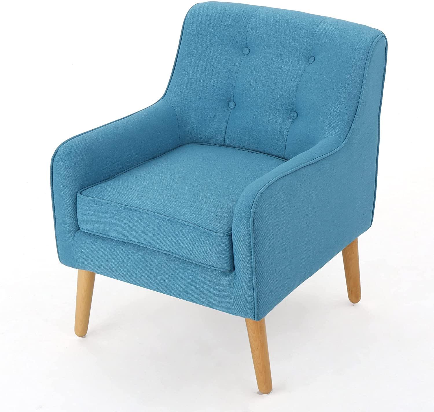 Felicity Mid-Century Fabric Arm Chairs, 2-Pcs Set, Blue - Ouch Cart