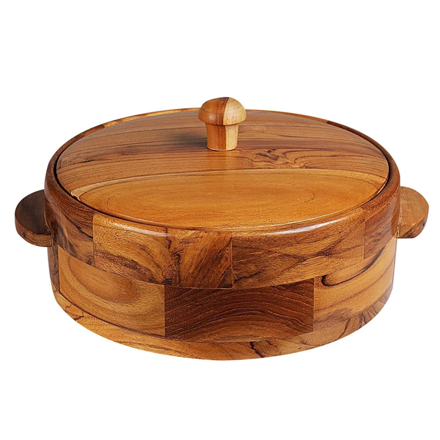 TEAK WOOD CHAPATI BOX/ ROTI BOX/ WOODEN CASSEROLE - Ouch Cart