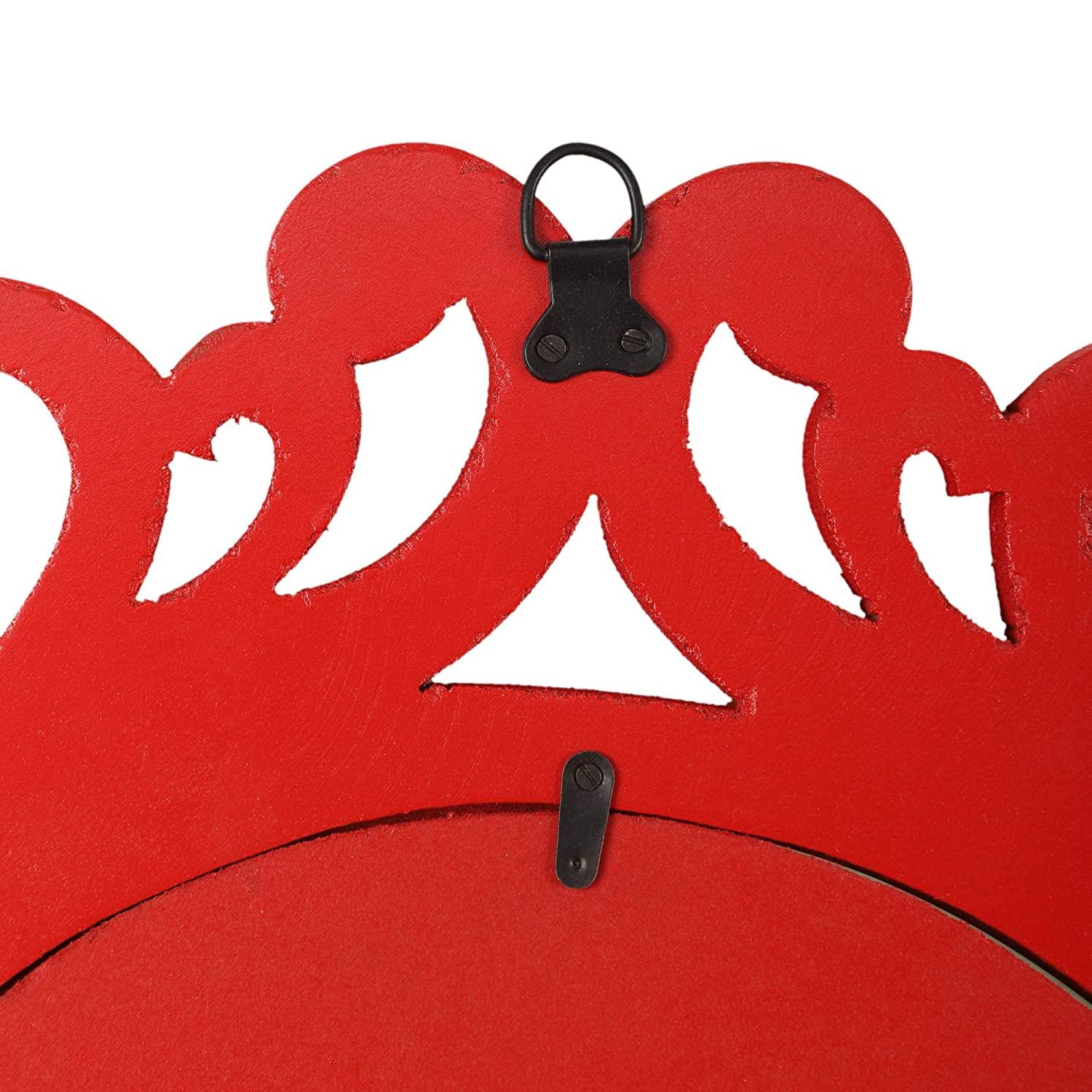 Handcrafted Wood Wall Mirror (50.8 cm x 50.8 cm x 2.5 cm, Red) - Ouch Cart