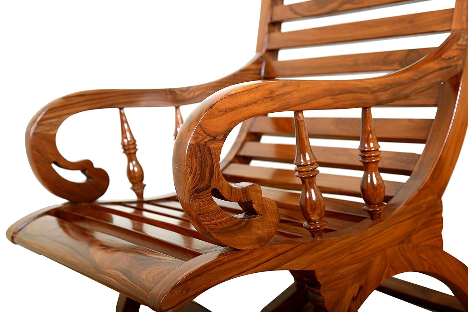 Rocking Chair Online - India Sheesham Wood Traditional Arm Rest Chair ( Brown) - Ouch Cart