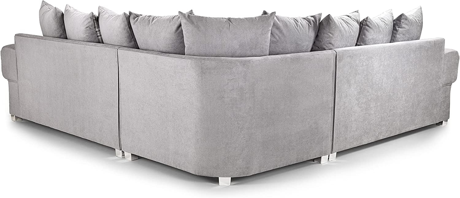 Corner Sofa - Verona - Soft Grey Fabric - Scatterback Cushions(Grey, 2C2 Large Corner)