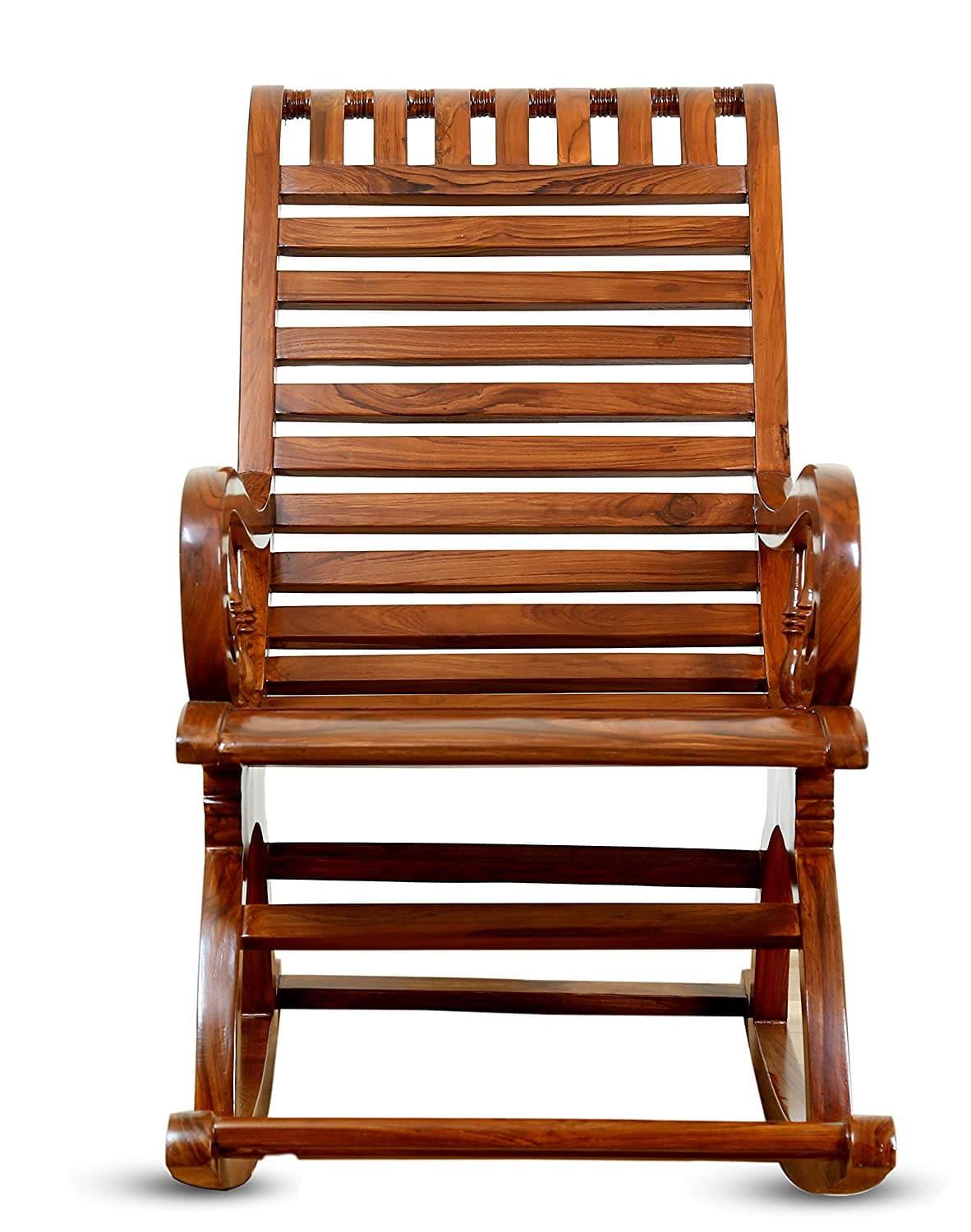 Rocking Chair Online - India Sheesham Wood Traditional Arm Rest Chair ( Brown)- - Ouch Cart