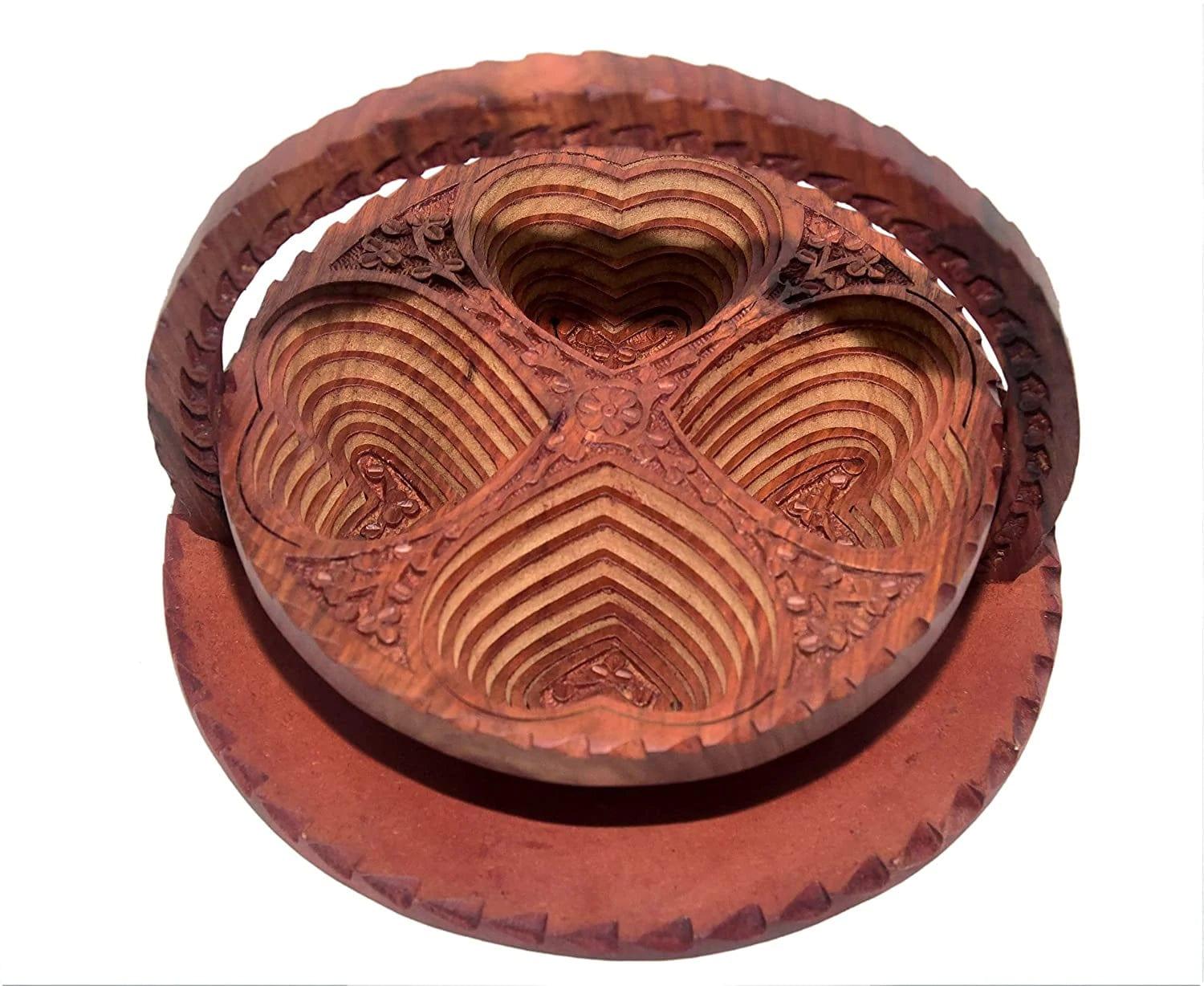 HANDCRAFTED WOODEN BEAUTIFUL DRY FRUIT FOLDABLE BASKET 4 PART - Ouch Cart
