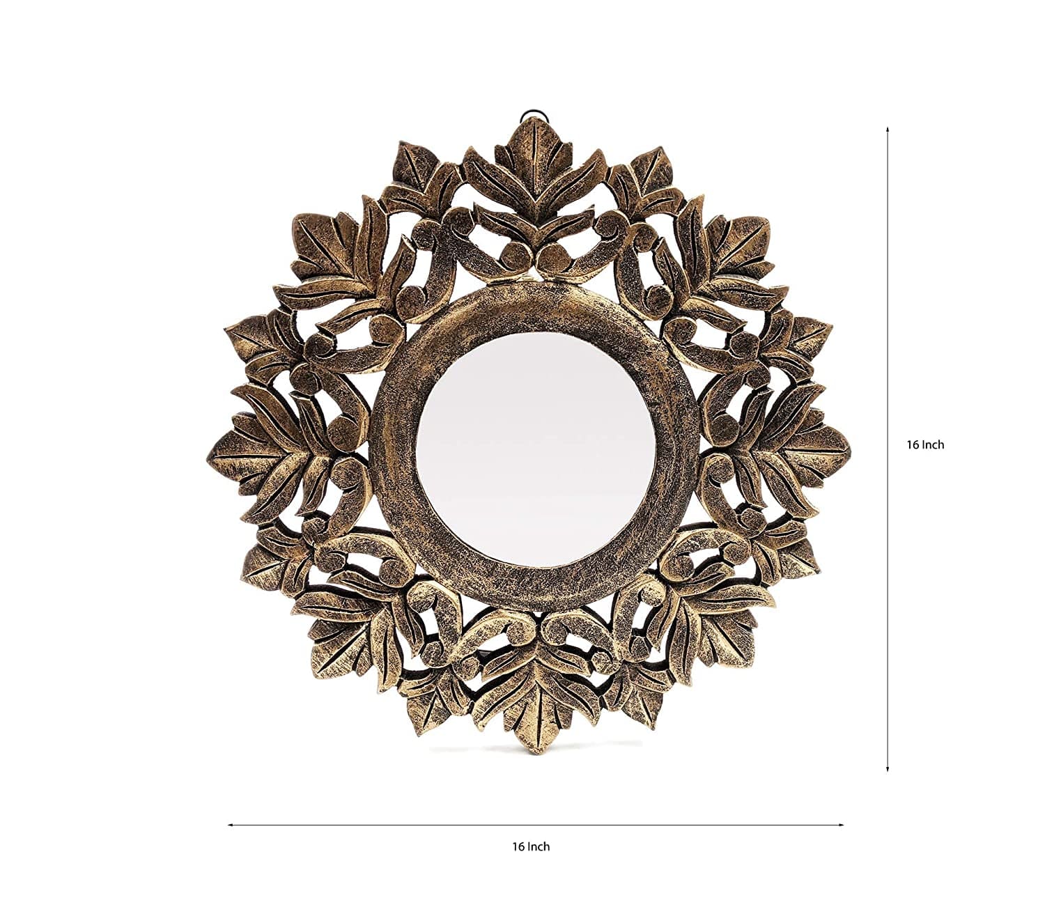 Handcrafted Wood Wall Mirror (40 cm x 40 cm x 2 cm, ‎Black Gold)