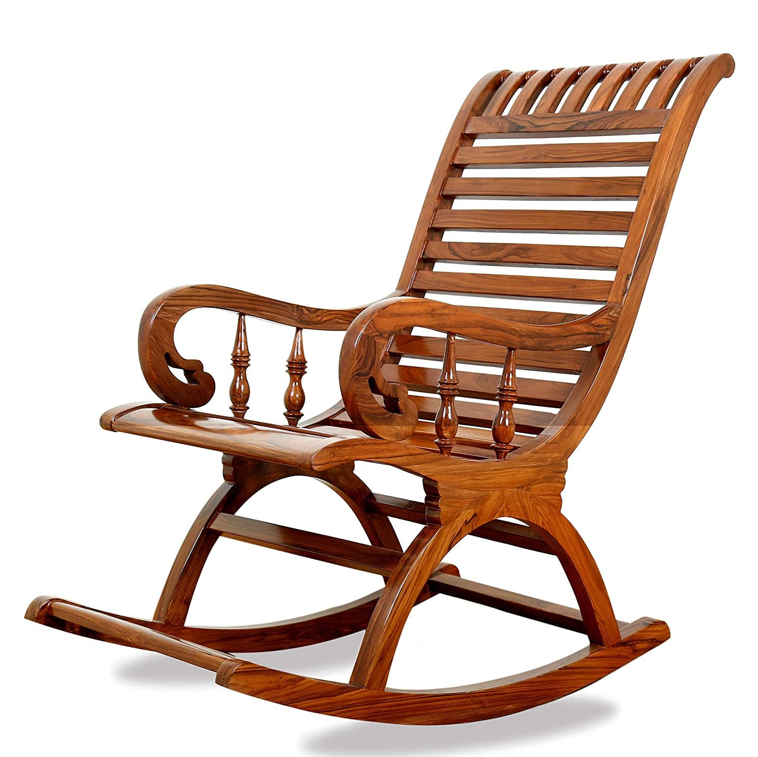 Rocking Chair Online in India - Buy Sheesham Wood Traditional Arm Rest Chair ( Brown)