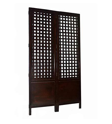 Solid Wood 3 Panel Room Wooden Partition (Brown) for Living Room - Ouch Cart