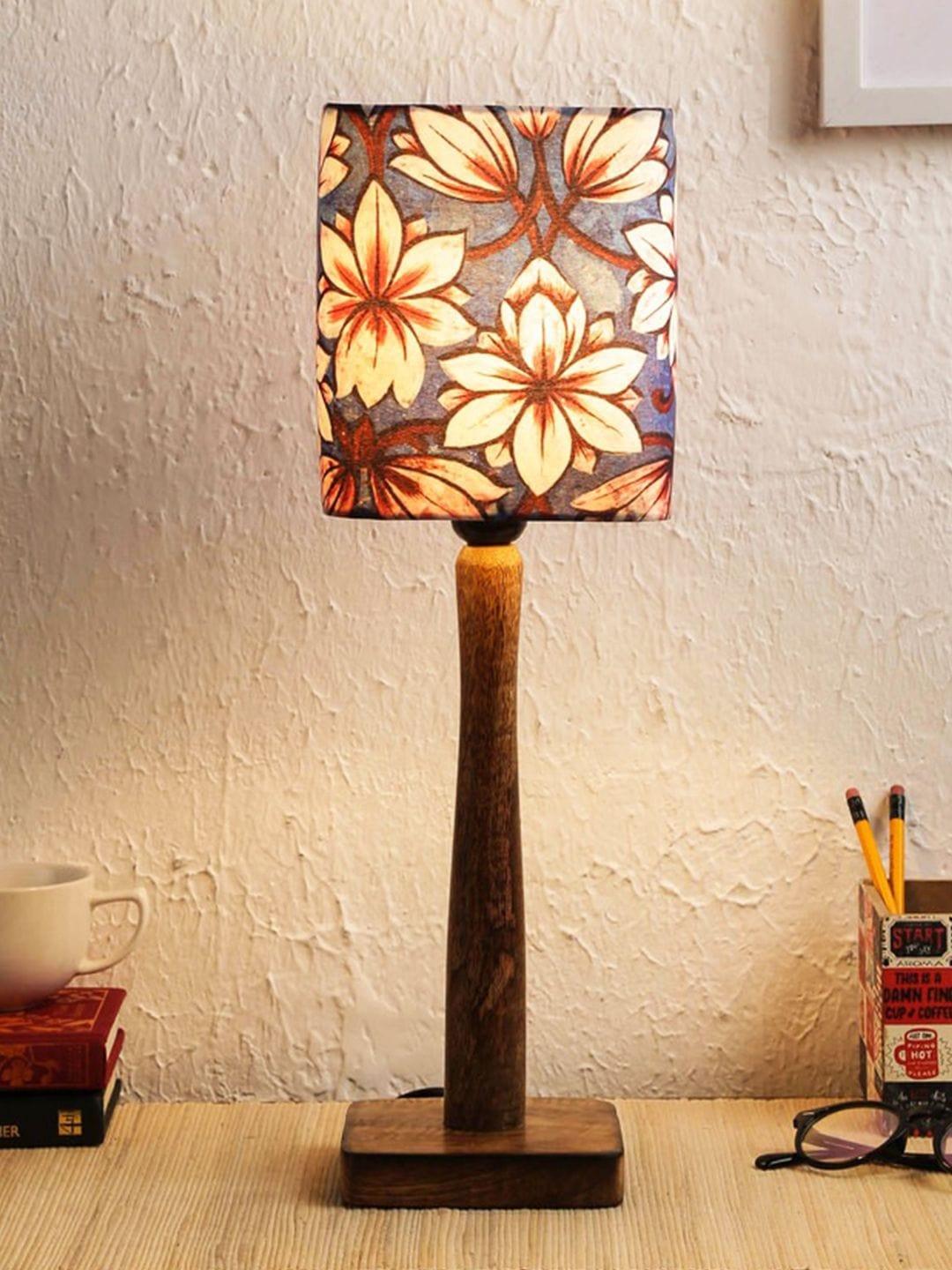 Blue Flowers Wooden Lamp - Ouch Cart