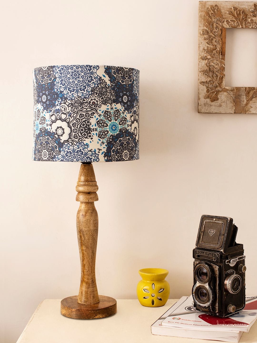 Wooden Batik Print Lamp