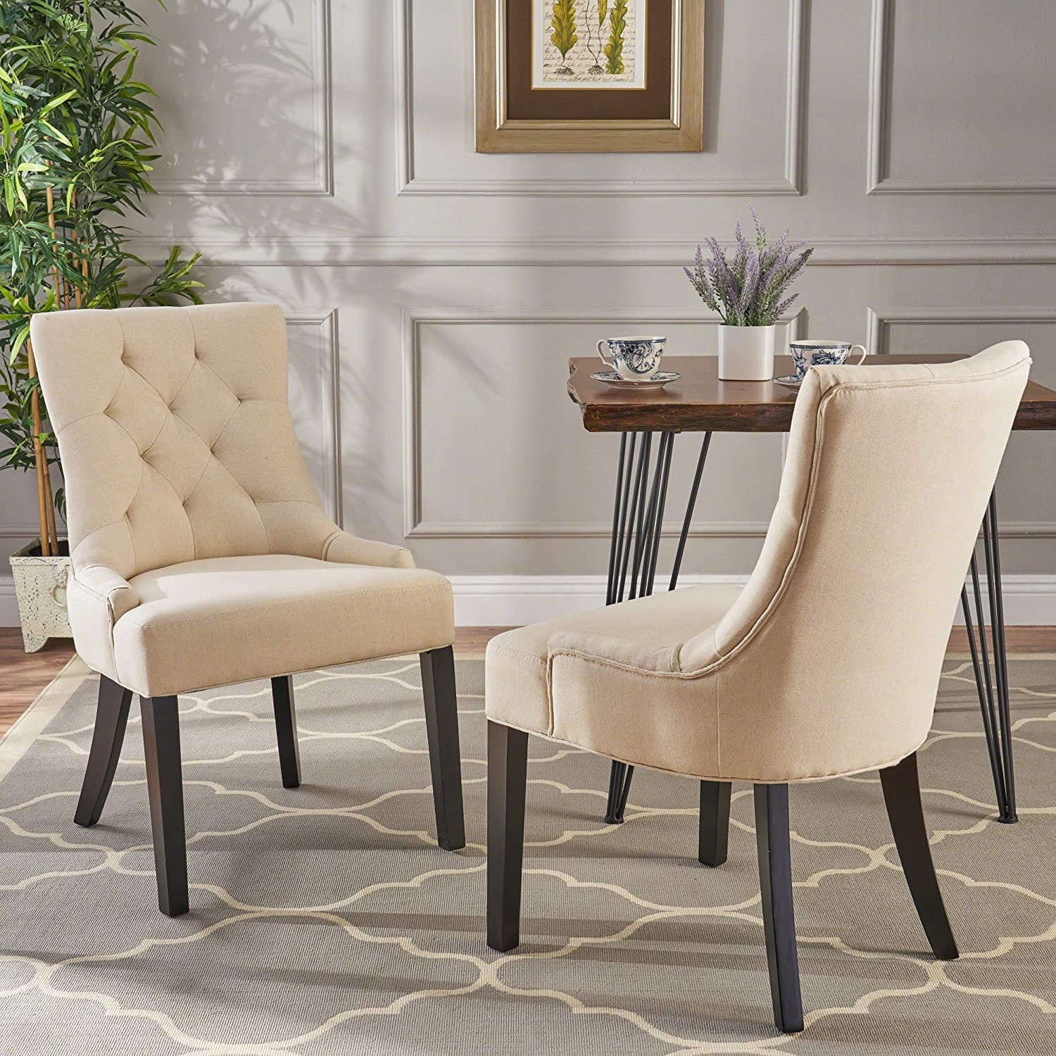 Hayden Fabric Dining Chairs, 2-Pcs Set