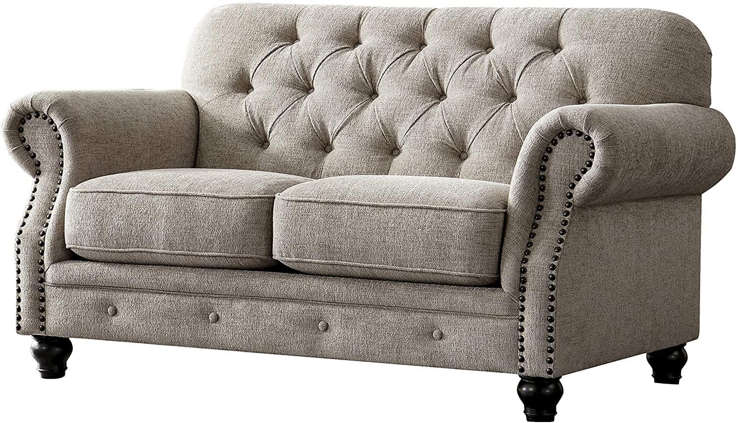Luxury Chesterfield Chenille Diamond Tufted Living Room Sofa, Loveseat - Ouch Cart