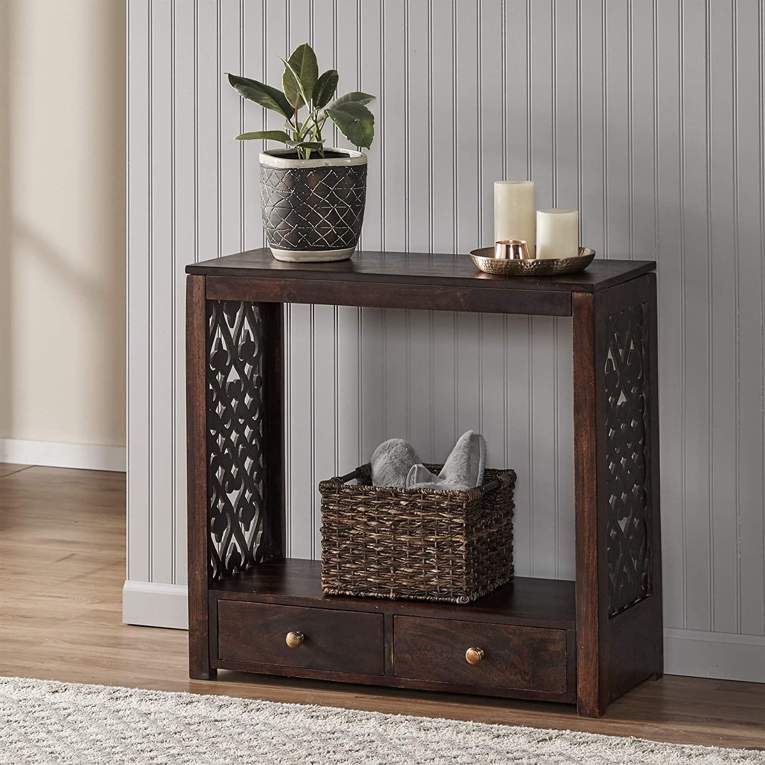 Home Ursula Mango Wood Console Table, Brown - Ouch Cart