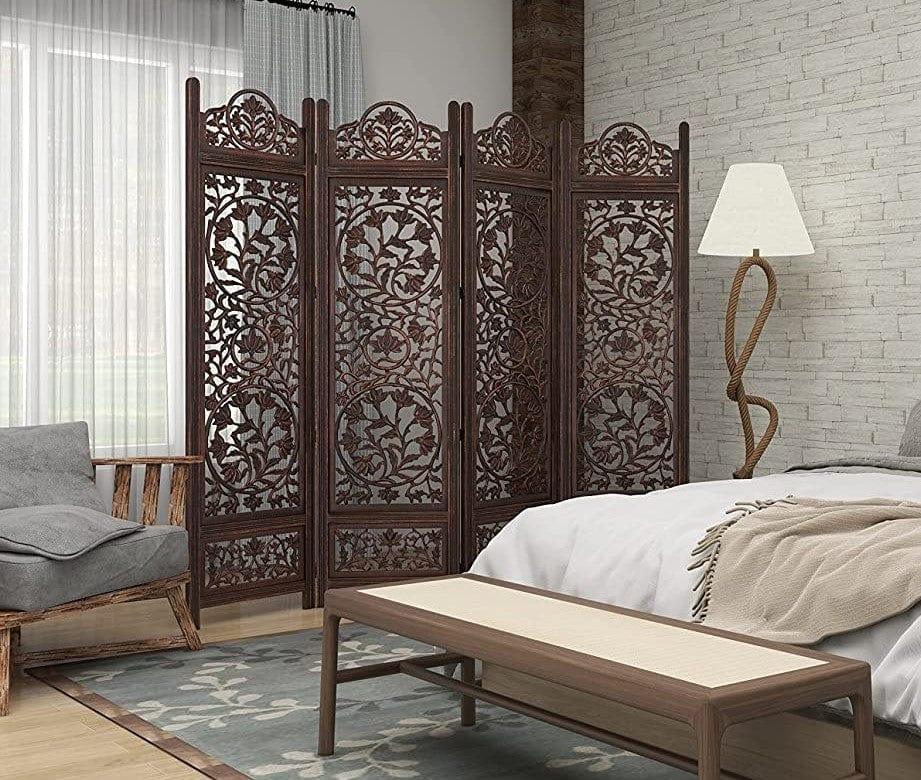 Wood Screen 4 Panel Decorative Protection - Ouch Cart