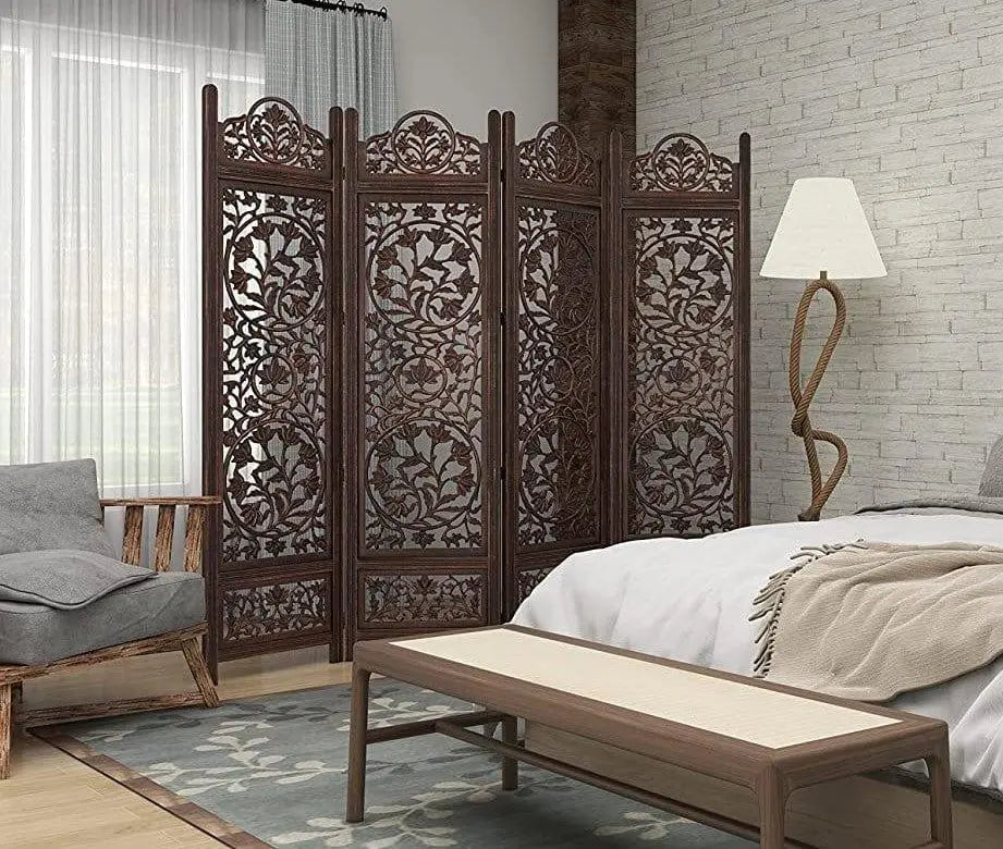 Wood Screen 4 Panel Decorative Protection - Ouch Cart