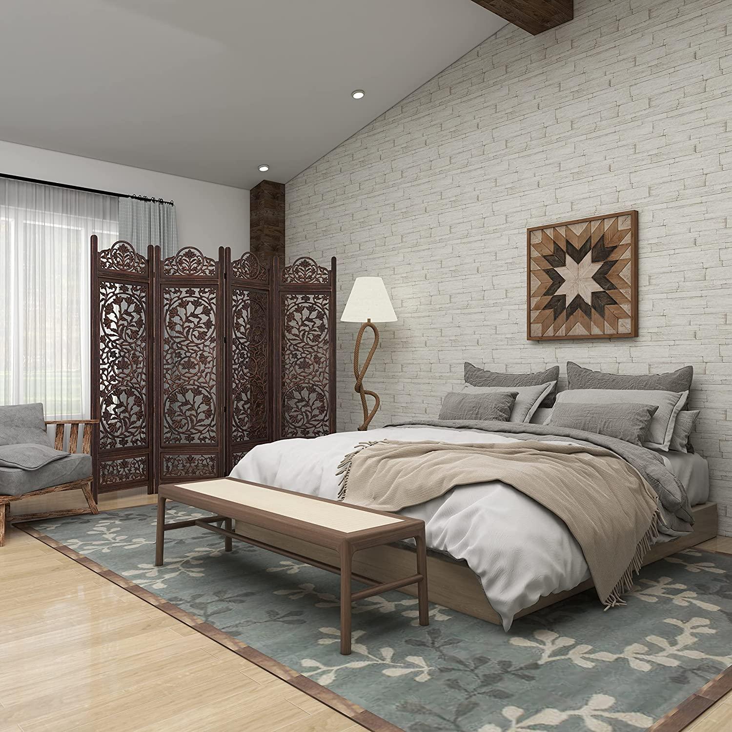 4 Panel Wooden Screen Decorative Protection For living room Wooden partition and Dividers - Ouch Cart