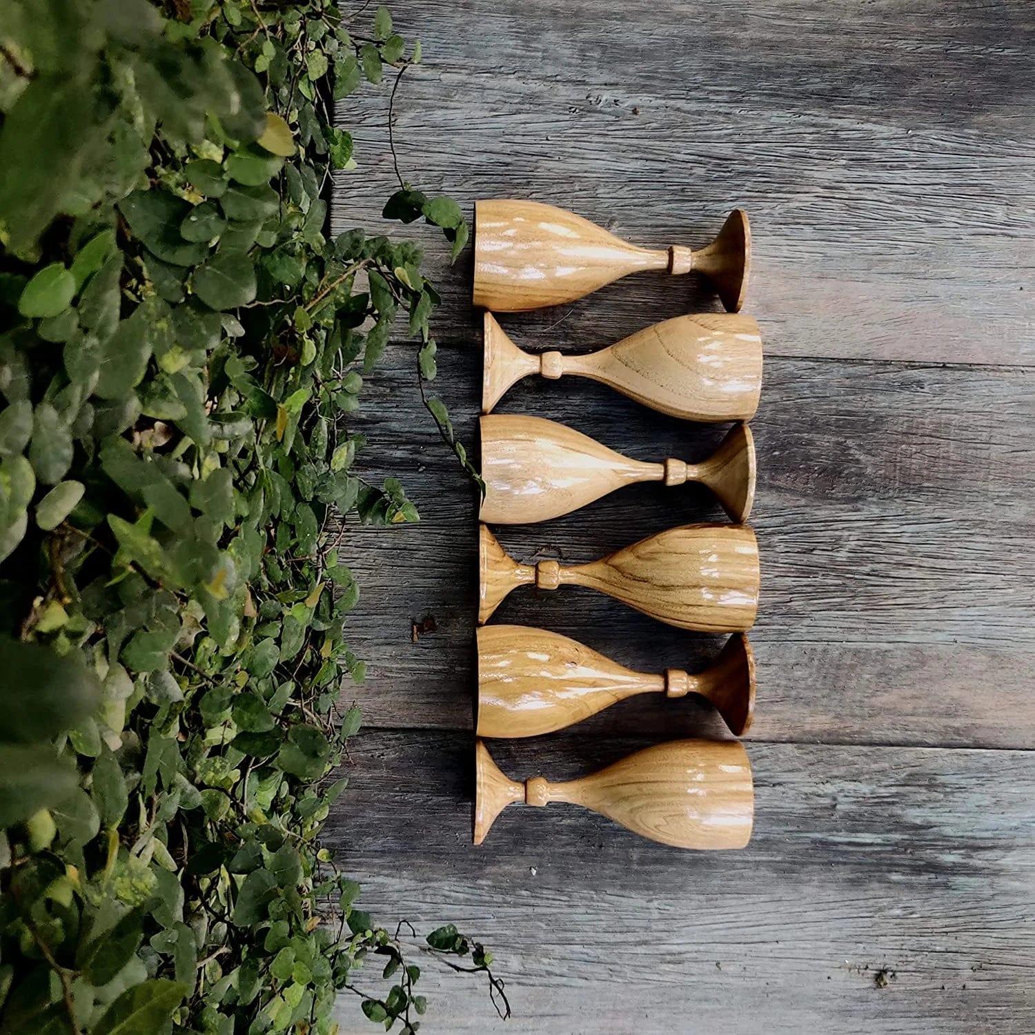 ROYAL LOOK PREMIUM WINE GLASS || TEAK WOOD - Ouch Cart