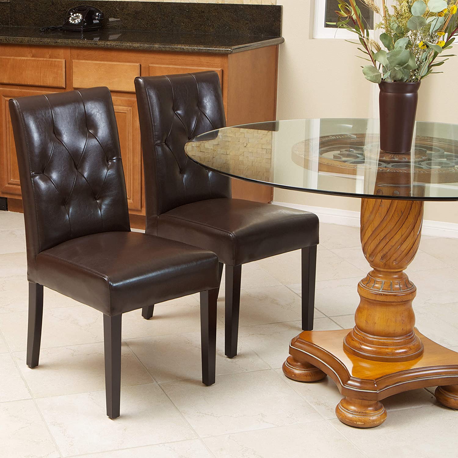 Bonded Leather Dining Chairs, 2-Pcs Set