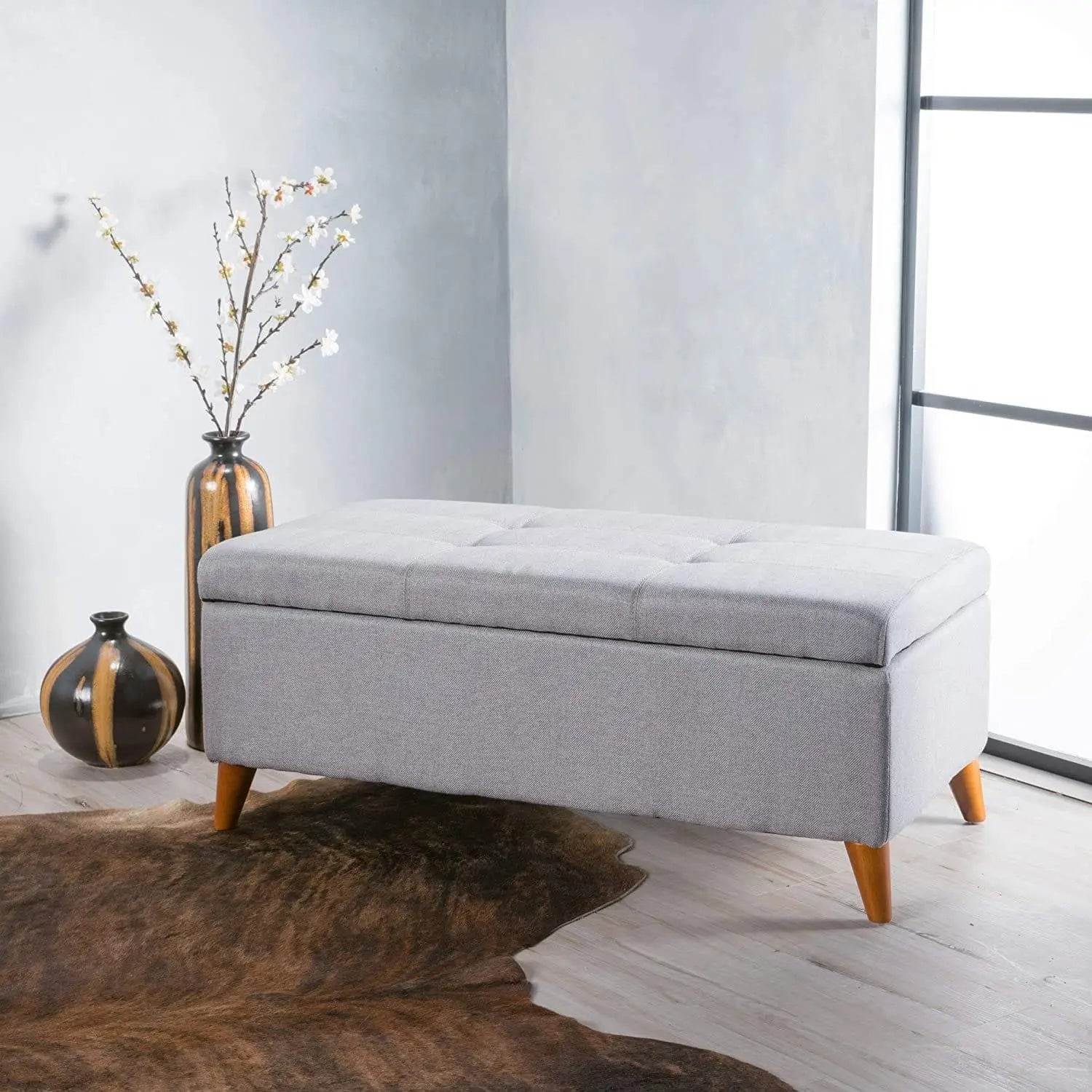 Harper Fabric Storage Ottoman - Ouch Cart