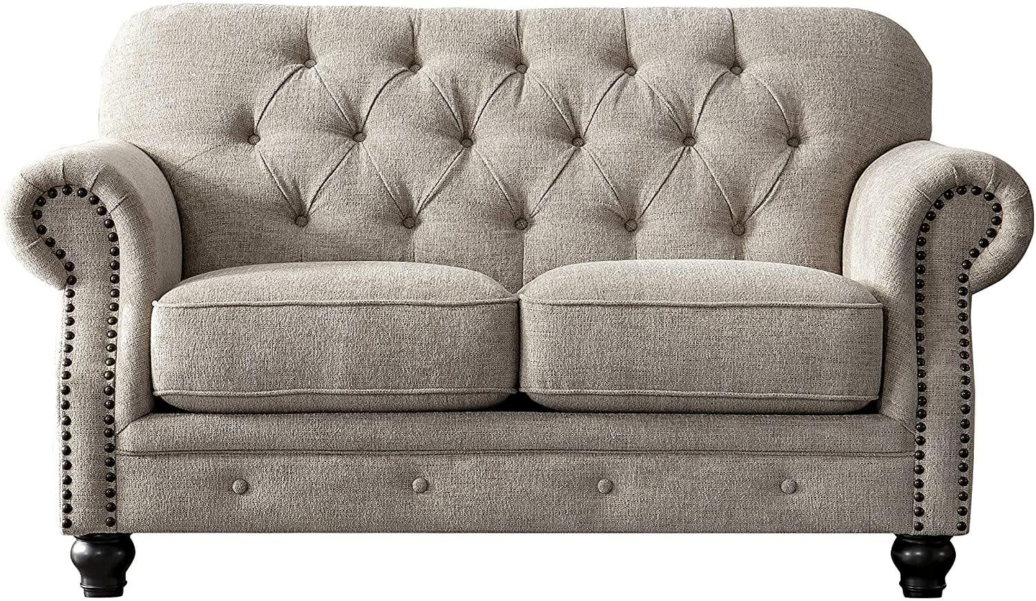 Luxury Chesterfield Chenille Diamond Tufted Living Room Sofa, Loveseat - Ouch Cart