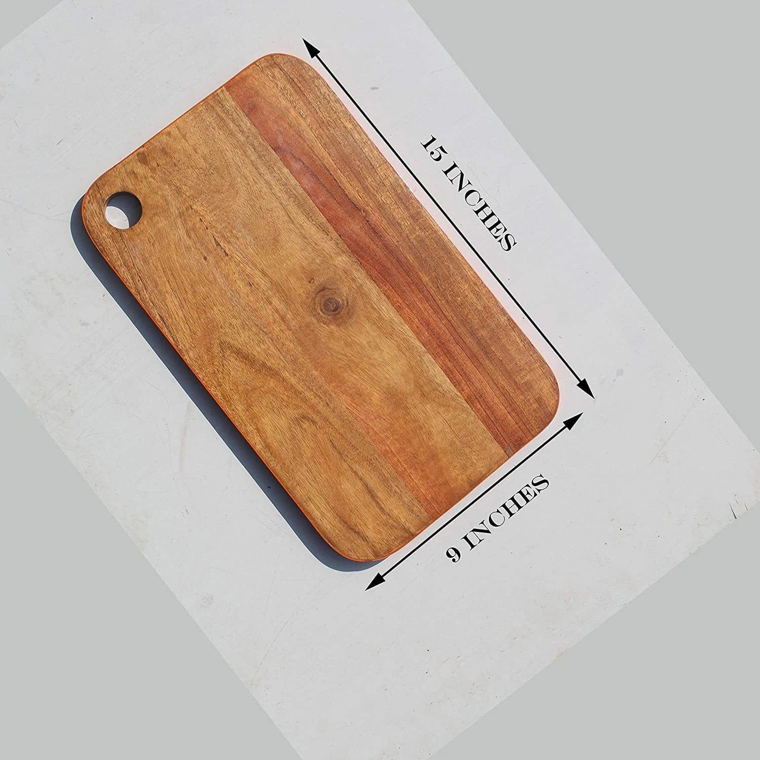 ACACIA WOOD CHOPPING BOARD CUM SERVING TRAY - Ouch Cart