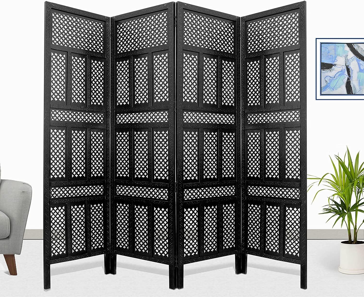 Wooden Handcrafted Partition Room Divider Separator for Living Room Office Partition Screen Room Divider Wood Partitions for Home Kitchen & Office - Ouch Cart