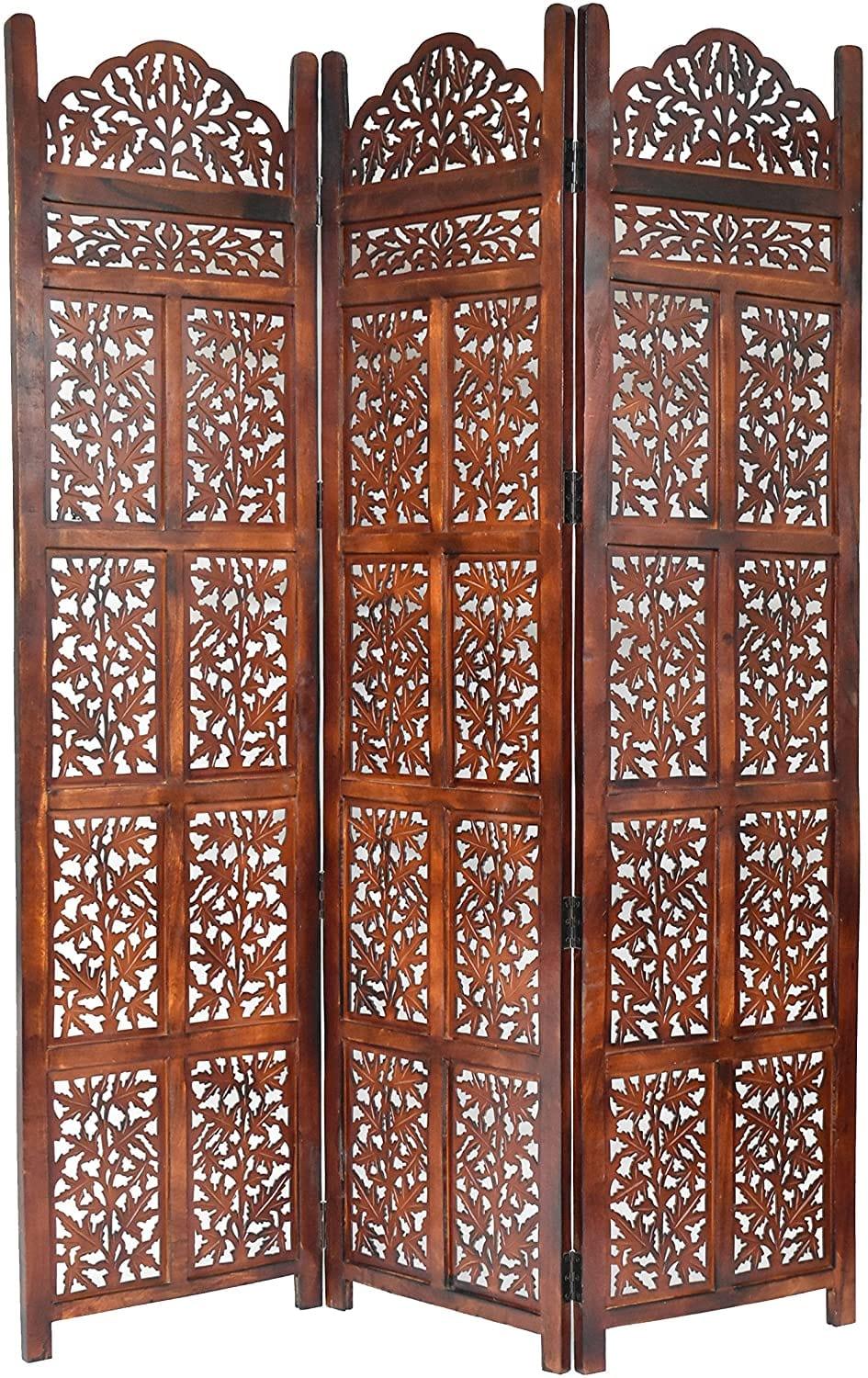 3 panel Wood Partition for Living Room | Office Partition Screen Room Divider Solid Wood - Ouch Cart