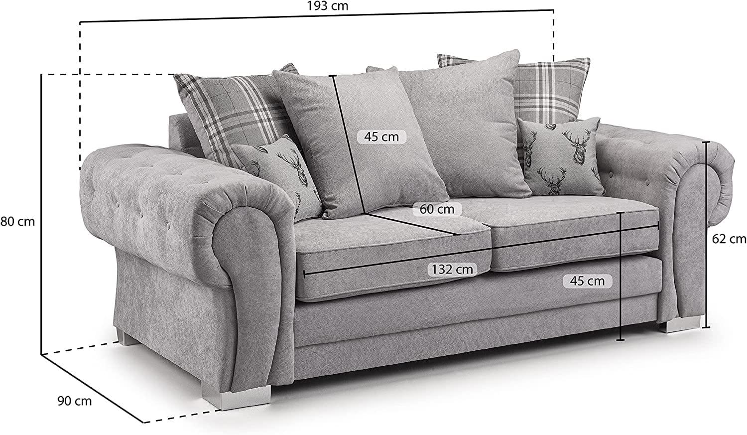 Sofa Verona Fabric Corner Sofa - 2 Seater (Grey, - Ouch Cart