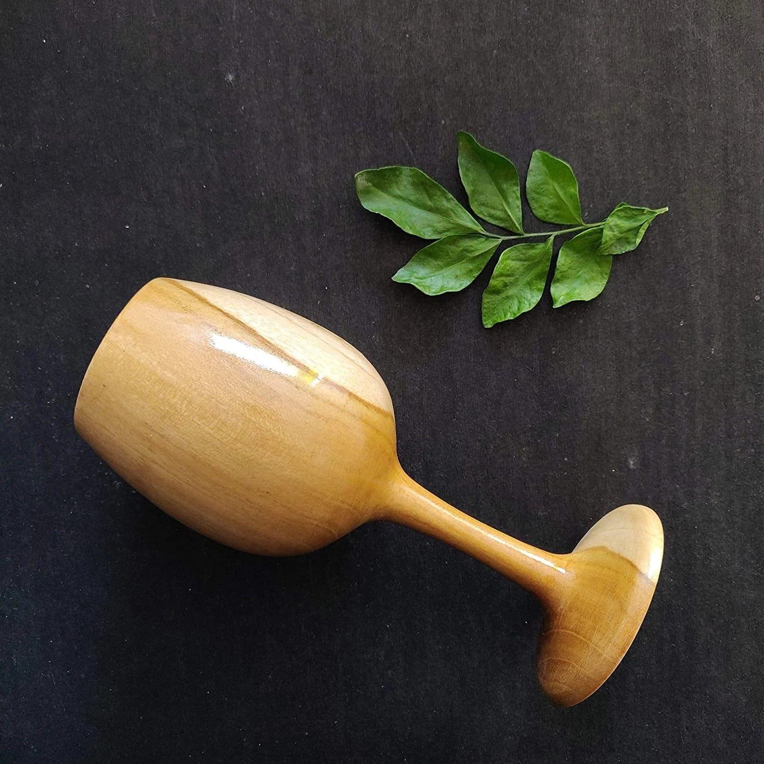 ROYAL LOOK PREMIUM WOODEN WINE GLASS || TEAK WOOD ( SET OF 3 ) - Ouch Cart