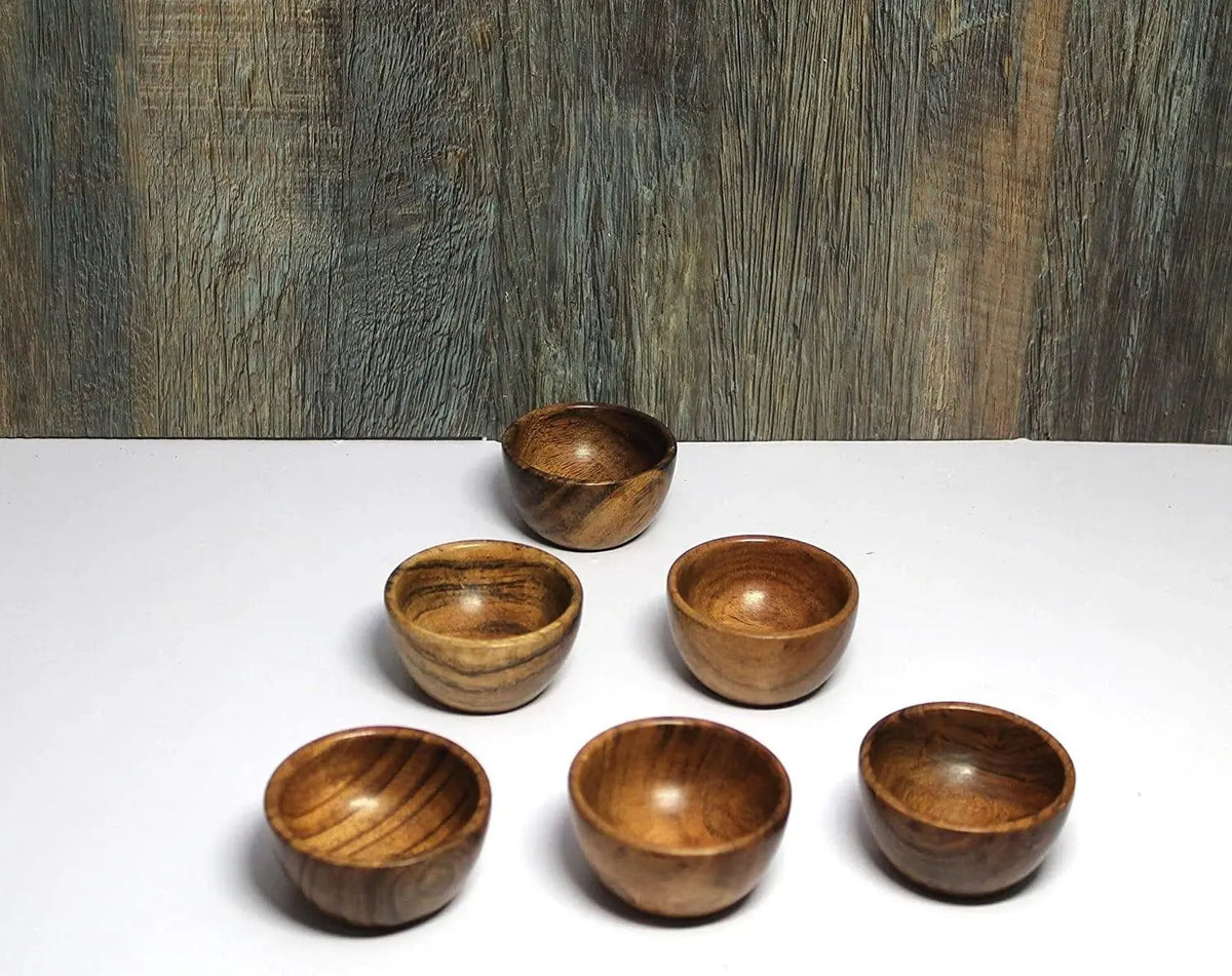 WOODEN VERY SMALL BOWLS SET OF 6 - Ouch Cart