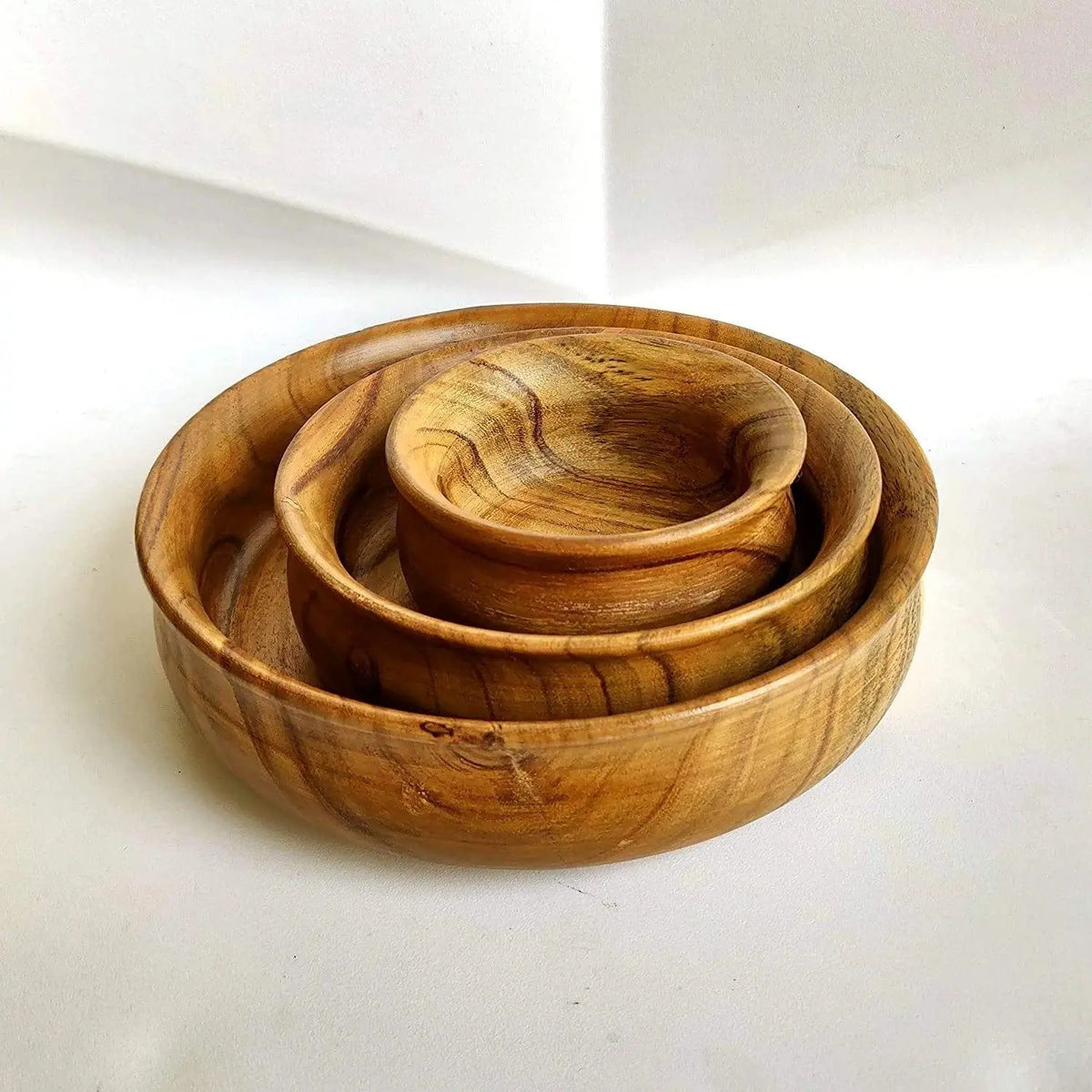 WOODEN BOWL || SET OF 3 || FOOD SAFE || ACACIA WOOD || HOT/COLD MEAL SAFE - Ouch Cart