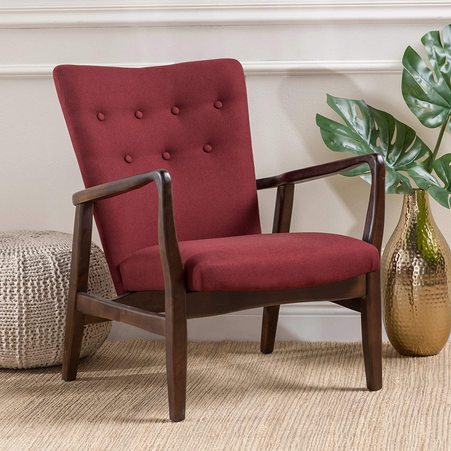 Fabric Arm Chair, Deep Red