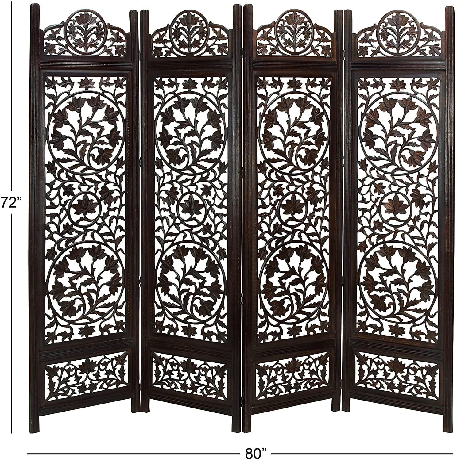 4 Panel Wooden Screen Decorative Protection For living room Wooden partition and Dividers - Ouch Cart