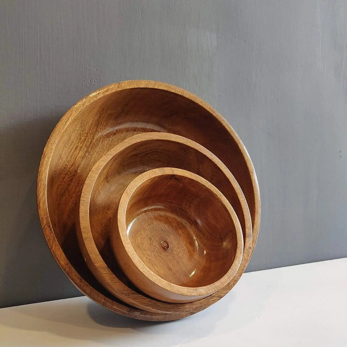 WOODEN BOWL || SET OF 3 || FOOD SAFE || ACACIA WOOD || HOT/COLD MEAL SAFE - Ouch Cart