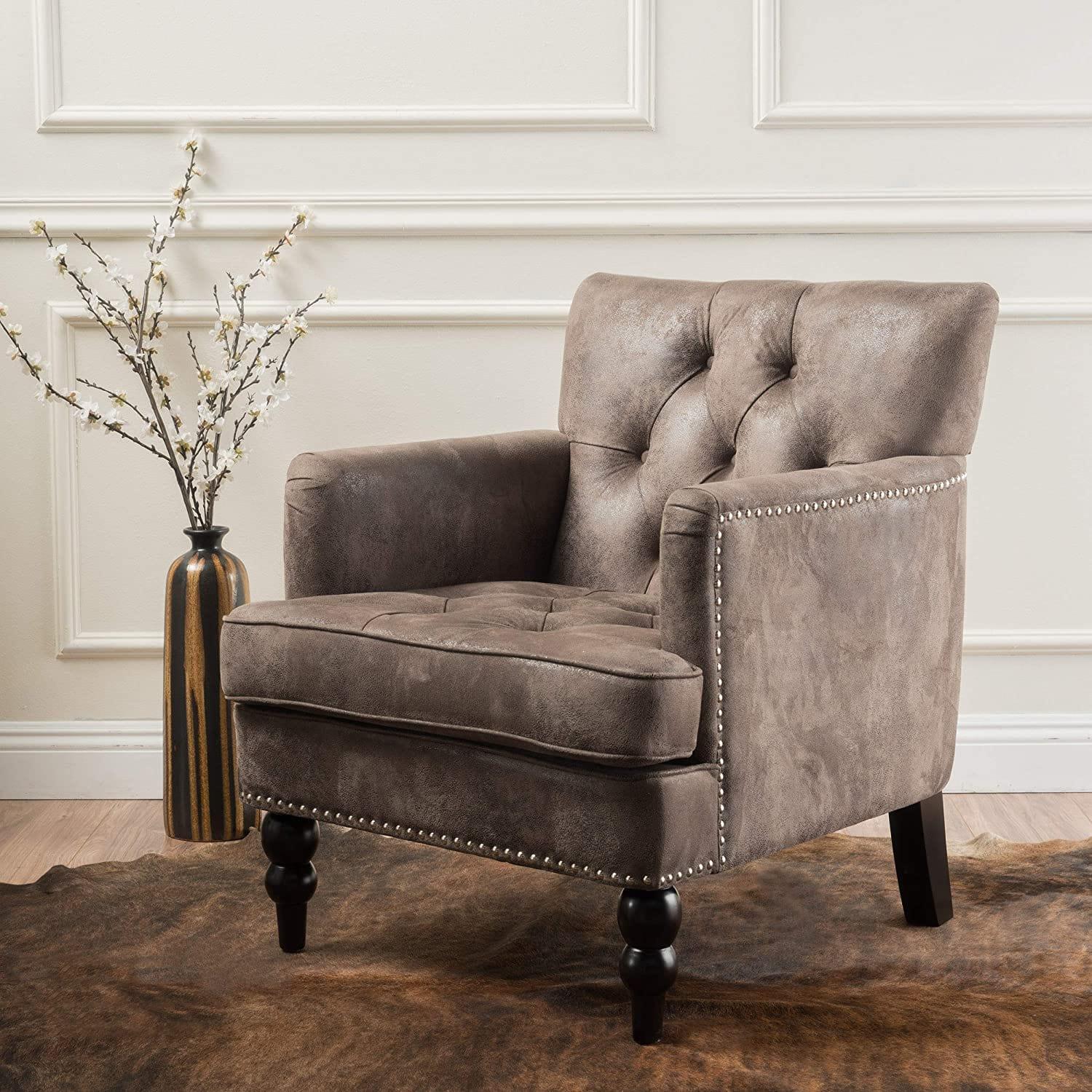 Tufted Club Chair, Fabric Accent Chair - Ouch Cart