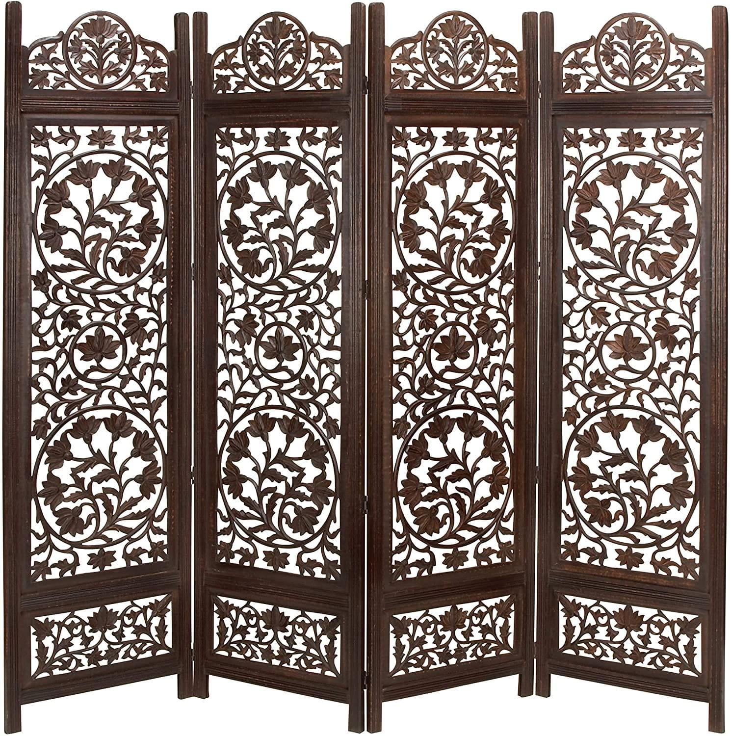 4 Panel Wooden Screen Decorative Protection For living room Wooden partition and Dividers - Ouch Cart