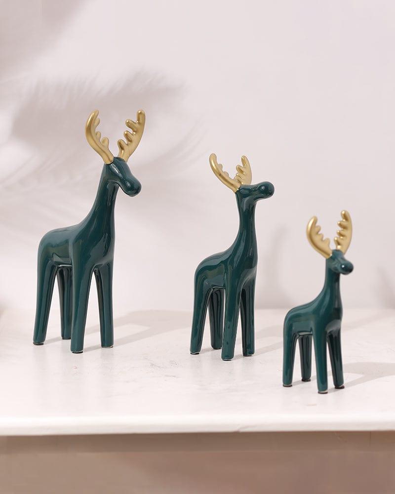 Style Modern Ceramic Deer Figurines Home Decorative Office Decor Wedding Gifts - (Pack Of 3) - Ouch Cart