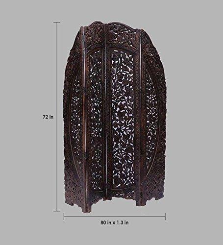 4 panel Wooden Handicrafts Room Divider Partition for Living Room 4 Panels - Room Screen Panels Wooden Partition Room Dividers for Home & Kitchen Office - Ouch Cart