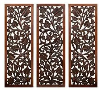 Wooden carved wall hanging panel - Ouch Cart