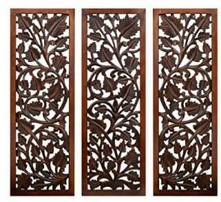 Wooden carved wall hanging panel - Ouch Cart