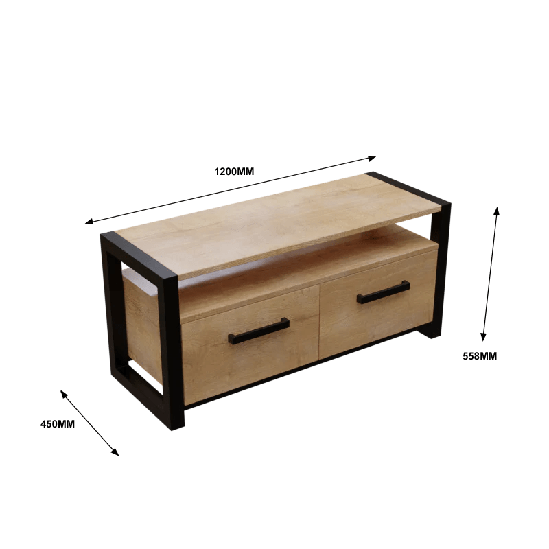 Dilleto TV Unit with Drawers in Small Size in Wooden Texture