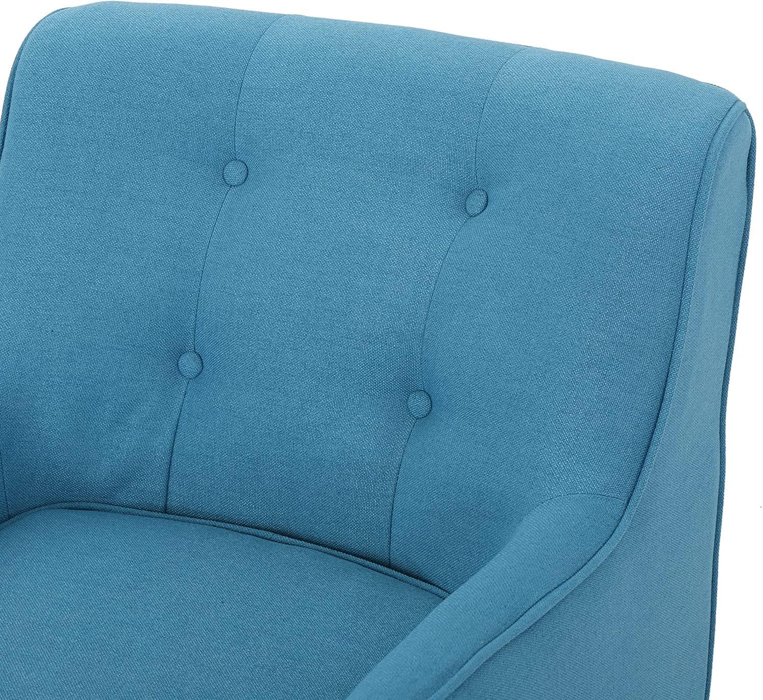 Felicity Mid-Century Fabric Arm Chairs, 2-Pcs Set, Blue - Ouch Cart