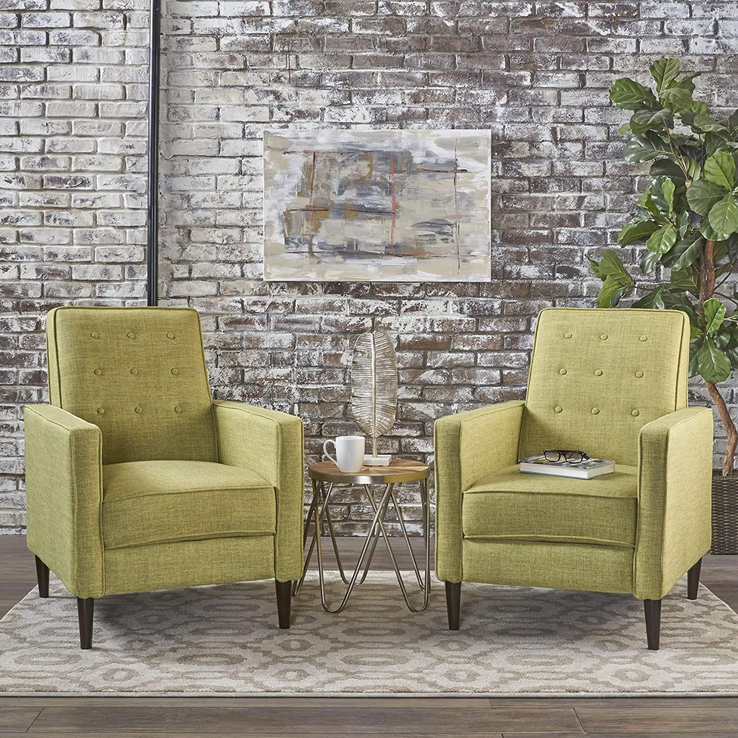 Century Modern Tuft Back Recliner (Qty of 2, Fabric - Ouch Cart